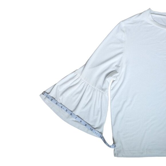 Streetwear Society Soft Stretchy White Long  Sleeve Top, Flared Sleeves Women S - Picture 8 of 9
